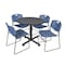 Kobe Kobe Round Table & Chair Set, Wood, Metal, Polypropylene Top, Grey TKB36RNDGY44BE - alternate 1